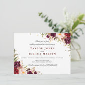 バーガンディスパークルフローラリハーサルディナー 招待状 (スタンド正面)