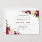 バーガンディスパークルフローラリハーサルディナー 招待状 (正面)