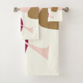 バーガンディスポット、抽象芸術幾何デザイン バスタオルセット (インサイチュ)