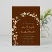 バーガンディセージ冬のウェディングエレガントバラ金ゴールド 箔招待状 (立ち正面)