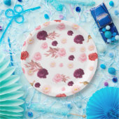 バーガンディダスティピンク開花赤ちゃんシャワー喜び ペーパープレート (パーティー)