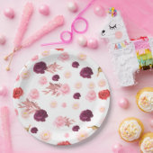 バーガンディダスティピンク開花赤ちゃんシャワー喜び ペーパープレート (パーティー)