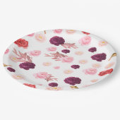 バーガンディダスティピンク開花赤ちゃんシャワー喜び ペーパープレート (アングル)