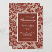 バーガンディダマスクアニバーサリー招待状 招待状 (正面/裏面)