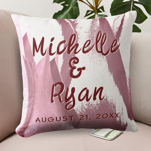 バーガンディチューリップ花結婚フローラ形見 クッション