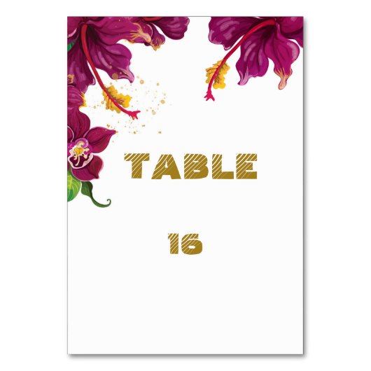 バーガンディハイビスカスフラワーテーブルナンバーカード テーブルナンバー (正面)