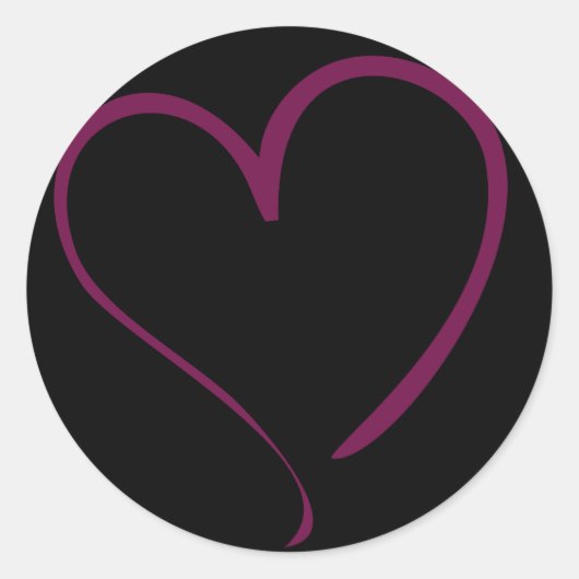 バーガンディハートステッカー – カラーを選択！ ラウンドシール (正面)