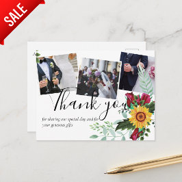 バーガンディバラひまわりPHOTOありがとうはがき ポストカード