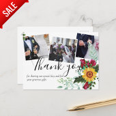 バーガンディバラひまわりPHOTOありがとうはがき ポストカード