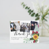 バーガンディバラひまわりPHOTOありがとうはがき ポストカード (スタンド正面)