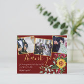 バーガンディバラひまわりPHOTOありがとう ポストカード (スタンド正面)