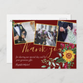 バーガンディバラひまわりPHOTOありがとう ポストカード (正面/裏面)