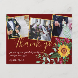 バーガンディバラひまわりPHOTOありがとう ポストカード