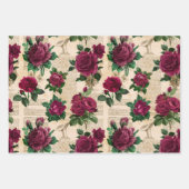 バーガンディバラオンヴィンテージ新聞社 ラッピングペーパーシート (正面)