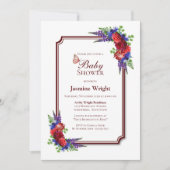 バーガンディバラフローラベビーシャワー 招待状 (正面)