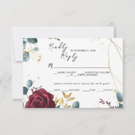 バーガンディバラ春サマー結婚ズの応答カード 出欠カード