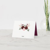 バーガンディバラ赤面ピンクベビーシャワーありがとう サンキューカード (裏面)