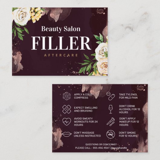 バーガンディバラ金ゴールドフィラーアフターケア名刺 名刺 (正面/裏面)