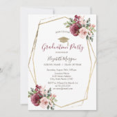 バーガンディバラ，グラッドキャップ，卒業 招待状 (正面)