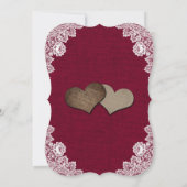 バーガンディバーラップフローラレースサンフラワー結婚ズ 招待状 (裏面)