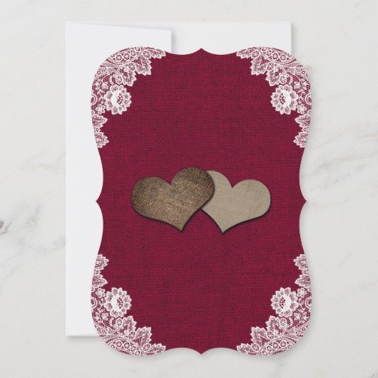 バーガンディバーラップフローラレースサンフラワー結婚ズ 招待状 (裏面)