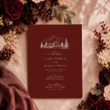バーガンディパインロッジ ウェディング インビテーション