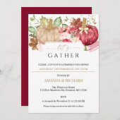 バーガンディパンプキンフローラ感謝祭ディナー 招待状 (正面/裏面)