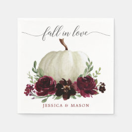 バーガンディパンプキン秋の結婚式カクテルナプキン スタンダードカクテルナプキン