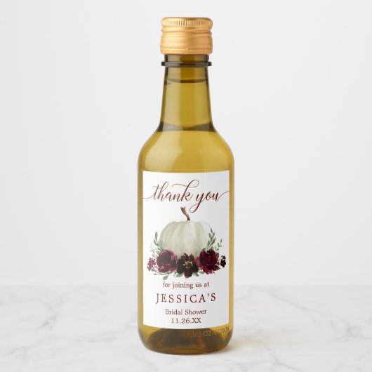 バーガンディパンプキン秋ミニワインボトルラベル ワインラベル (正面)