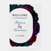 バーガンディパープルの花の結婚式 アクリルサイン (正面)