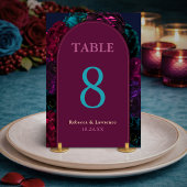 バーガンディパープルの花の結婚式 テーブルナンバー