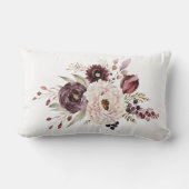 バーガンディパープルマルーン白フローラエレガント花 ランバークッション (裏面)