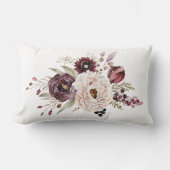 バーガンディパープルマルーン白フローラエレガント花 ランバークッション (正面)