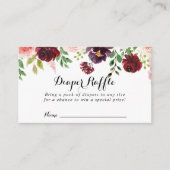 バーガンディパープル春フローラおむつラッフルチケット エンクロージャーカード (正面)