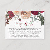 バーガンディピンクのブッシュ フラワー ウェディング レシピ リクエスト エンクロージャーカード (正面)