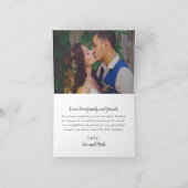 バーガンディピンクの水彩花の結婚式写真 サンキューカード (内部)