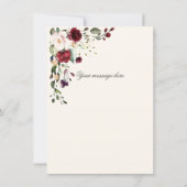 バーガンディピンクの水彩花  サンキューカード (裏面)