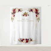 バーガンディピンクの花のブライダルシャワーティーの写真小道具 タペストリー (正面)