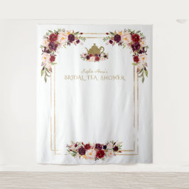 バーガンディピンクの花のブライダルシャワーティーの写真小道具 タペストリー