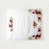 バーガンディピンクの花のプリンセスシャワーお茶の写真撮影ブース タペストリー (正面(横))