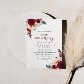 バーガンディピンクの花 50周年結婚記念日 招待状