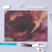 バーガンディピンクゴールドの花モチーフ 薄葉紙 (クラフト)