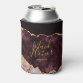 バーガンディピンクゴールドフォイルアゲートマーブルメイド・オブ・オーナー（花嫁付き添い人） 缶クーラー (缶裏面)