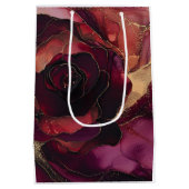 バーガンディピンクゴールドフラワーリング ミディアムペーパーバッグ (裏面)