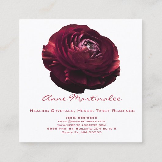 バーガンディピンクフラワースクウェア スクエア名刺 (裏面)