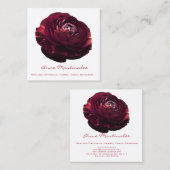 バーガンディピンクフラワースクウェア スクエア名刺 (正面/裏面)