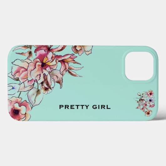 バーガンディピンクフローラブーケエレガントミントガーリーー Case-Mate iPhoneケース (裏面 (横))