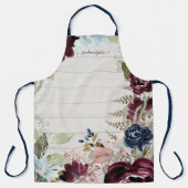 バーガンディピンクフローラホワイトコテージウッド エプロン (正面)