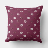 バーガンディピンクレッドグリッターホワイトキスリップ クッション (正面)