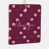 バーガンディピンクレッドグリッターホワイトキスリップ セラミックオーナメント (右)